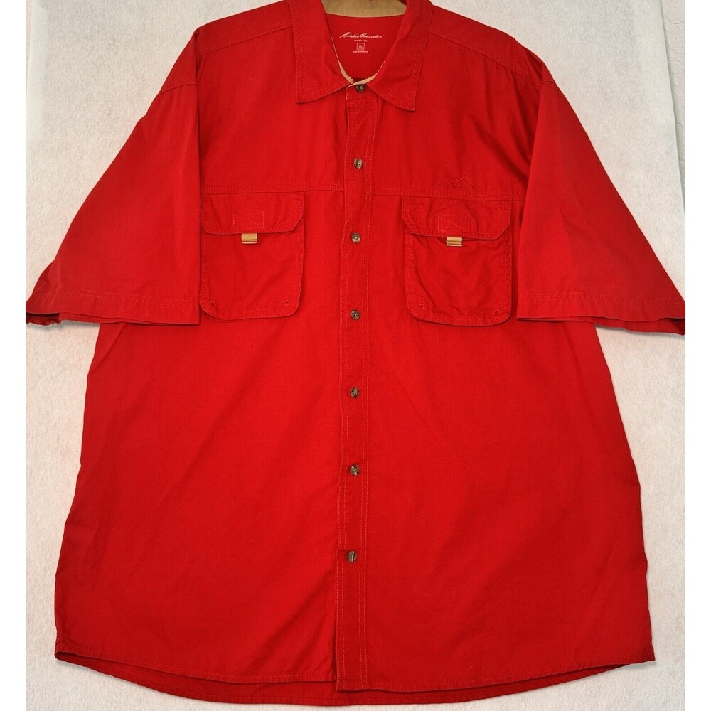 Eddie Bauer‎ Men's XL Short Sleeve Button Shirt Outdoor Camping Fishing Utility